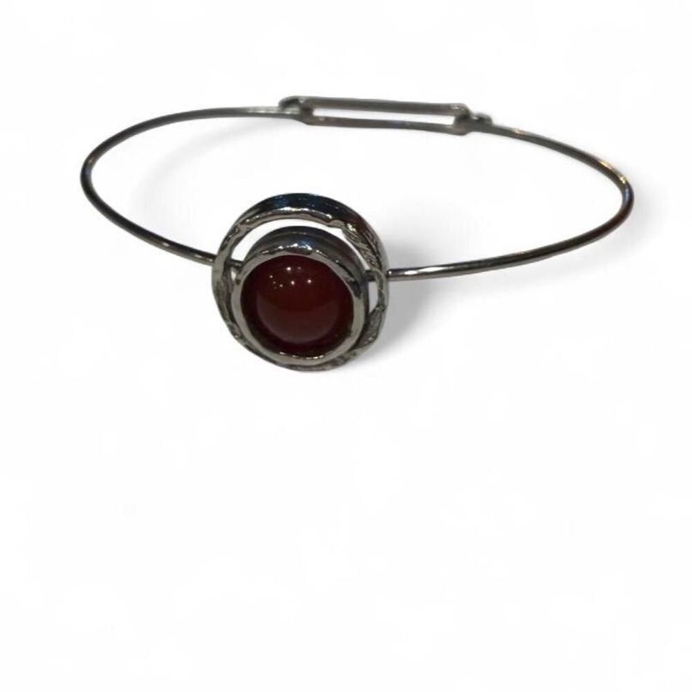 Vintage Silver Tone and Red Bracelet